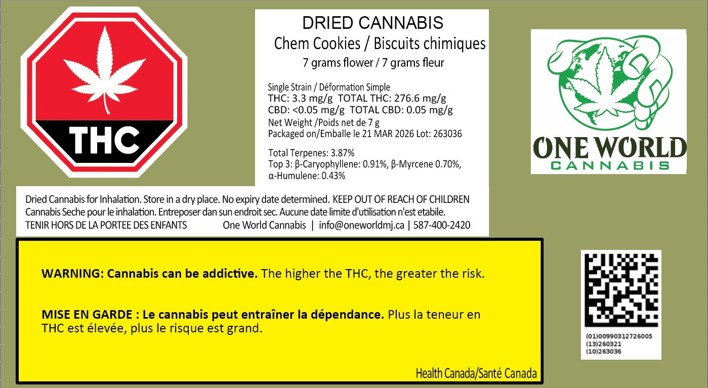 One World Cannabis Alberta | Premium Cannabis Products 10 Chem Cookies 7G Whole Flower Cannabis - One World Cannabis Alberta